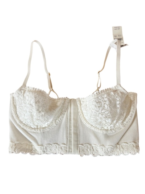 aerie Other - Aerie Rib Ivory Unlined Corset bralette with scallop detail floral lace cups 32D